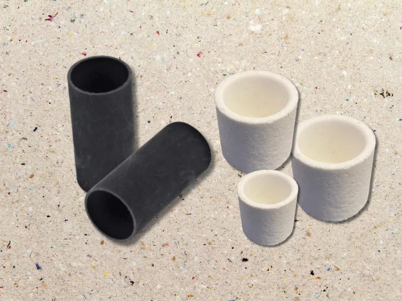 Photo of graphite and ceramic crucibles
