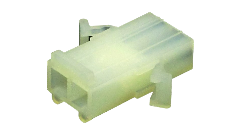 Photo of a transparent 2-Pin plastic connector HORIBA