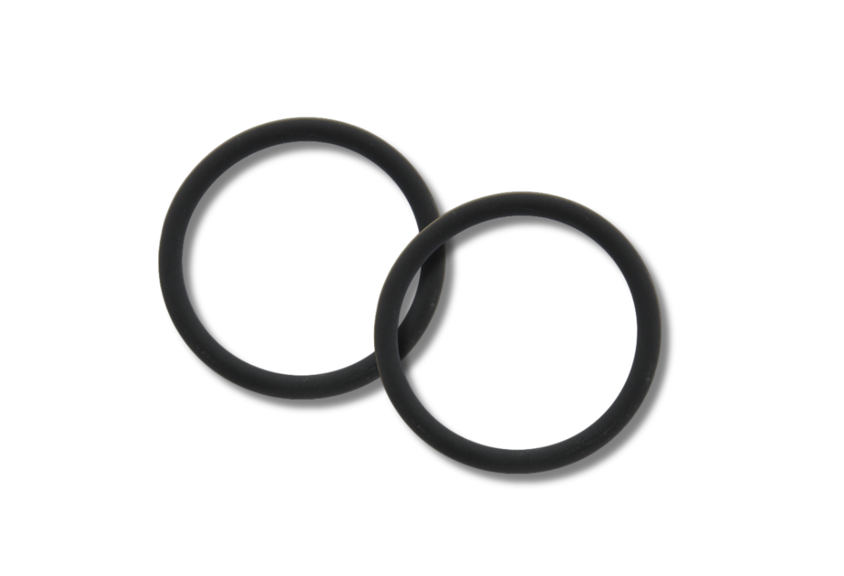 Photo of a set of two black Fluororubber Packing for HF dust filter for EMIA instrument