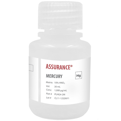 Photo of the Mercury, 1,000 µg/mL, for AA and ICP (30 mL) SPEX Bottle