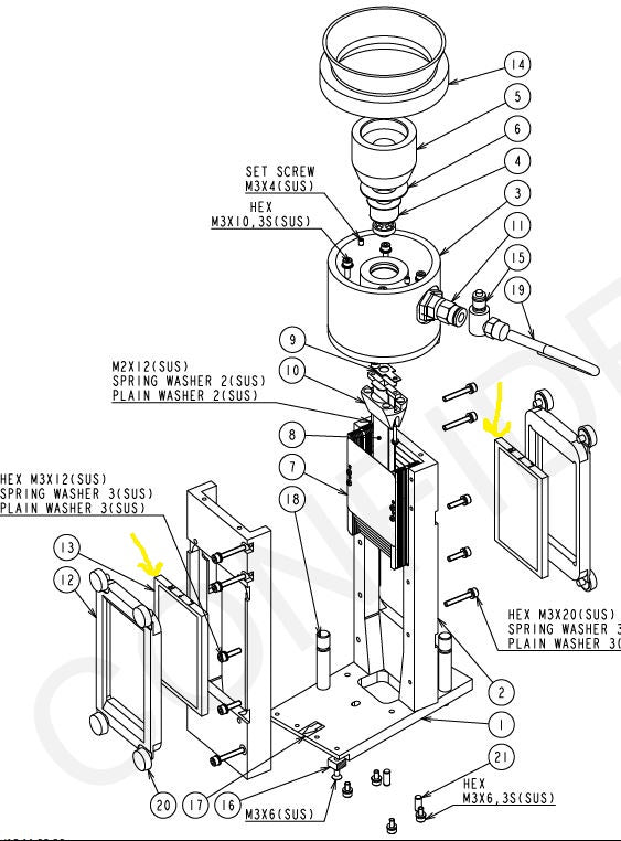 Draw of the Optional Dry cell window Plan HORIBA