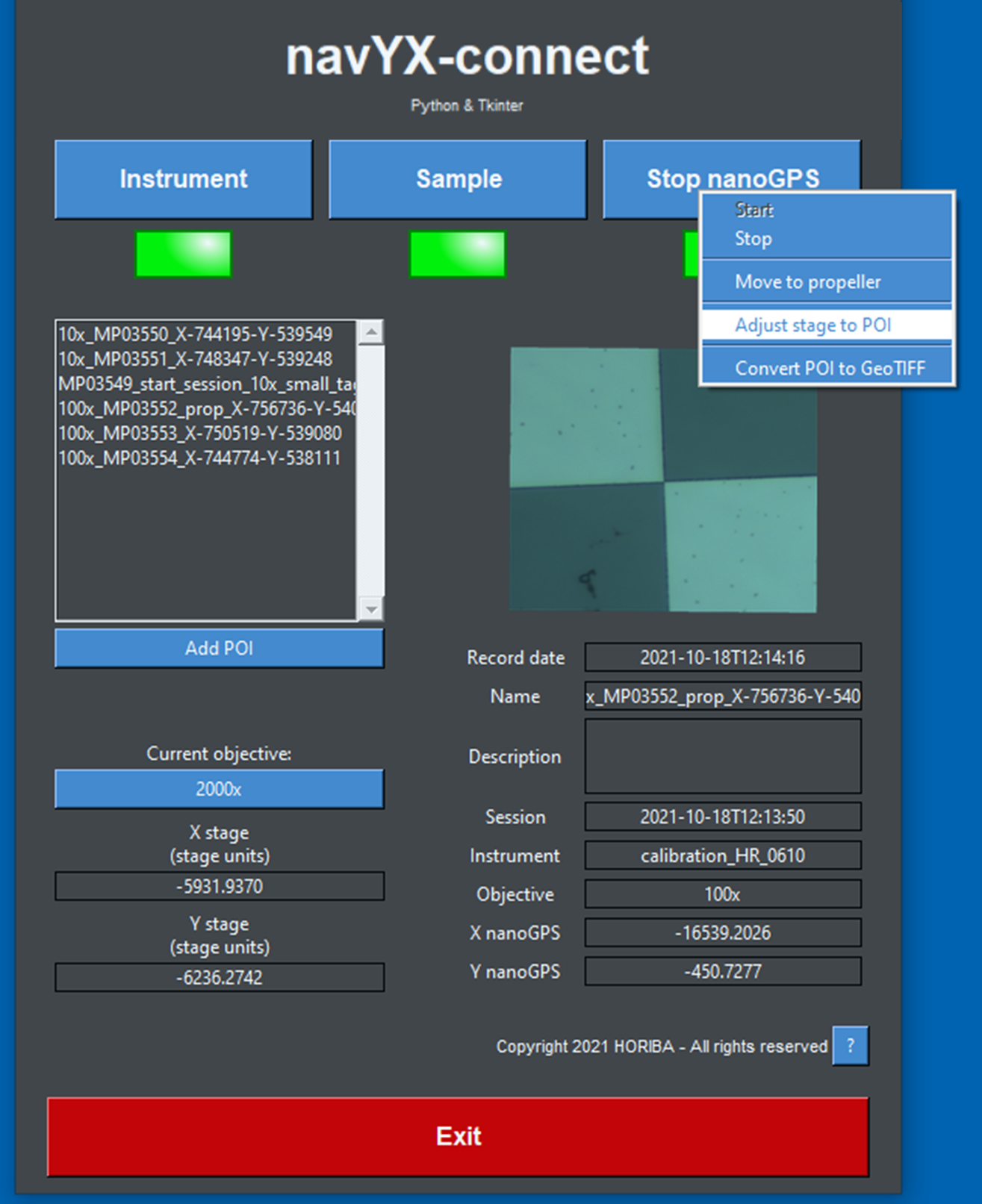 Screenshot of navYX-connect software HORIBA (2)