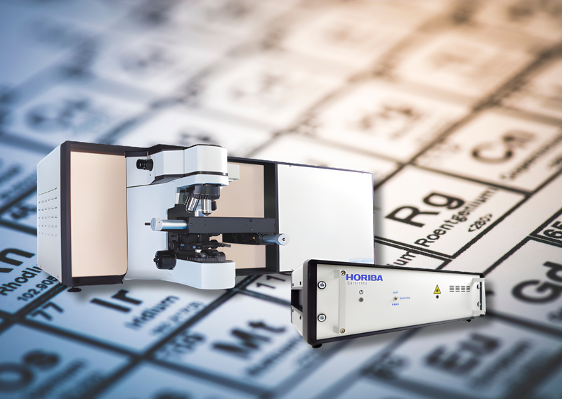 Photo of LabRAM HR Electronics Upgrade with a background periodic table