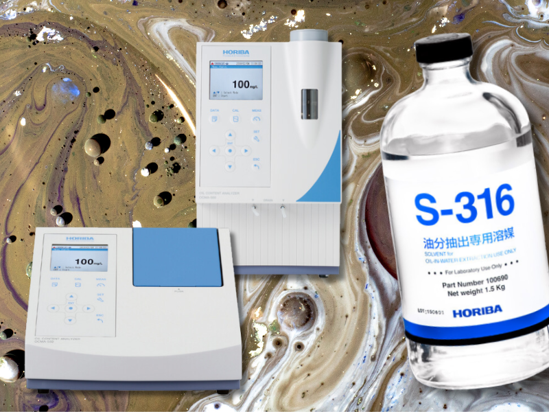 Photo of the S-316 Solvent with oil background and OCMA HORIBA instruments