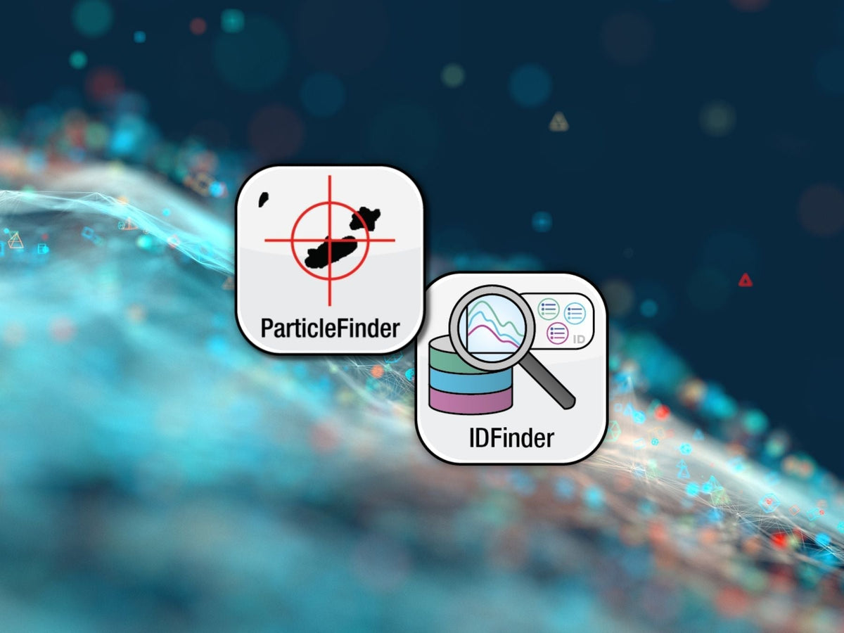 ParticleFinder and IDFinder Raman software Icon with a blue particle analysis background