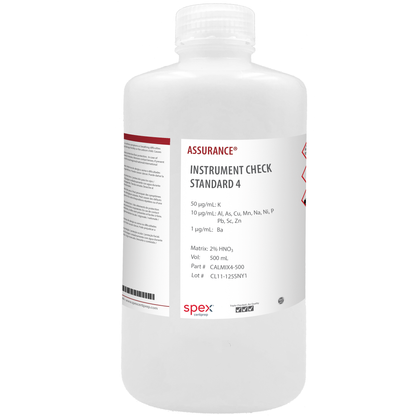 Assurance® Instrument Check Standard 4 for AA & ICP (500 mL) CALMIX4-500 SPEX #10007376