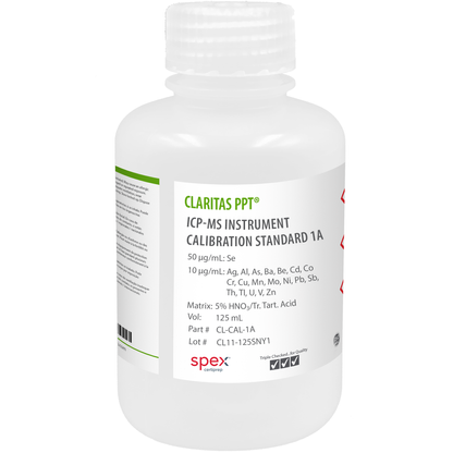 Claritas PPT® ICP-MS Instrument Calibration Standard 1A (125 mL) CL-CAL-1 SPEX bottle