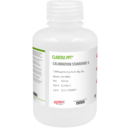 Claritas PPT®ICP-MS Instrument Calibration Standard 3, 1,000 µg/mL (1,000 ppm) (125 mL) CL-CAL-3 SPEX bottle