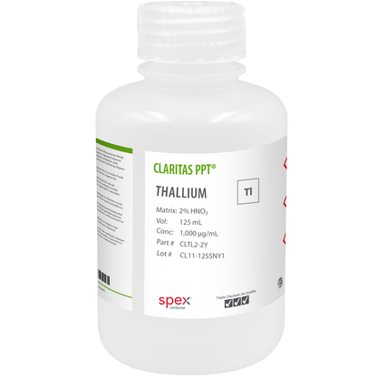 Claritas PPT® Thallium, 1,000 µg/mL (1,000 ppm) for ICP-MS (125 mL) CLTL2-2Y SPEX bottle