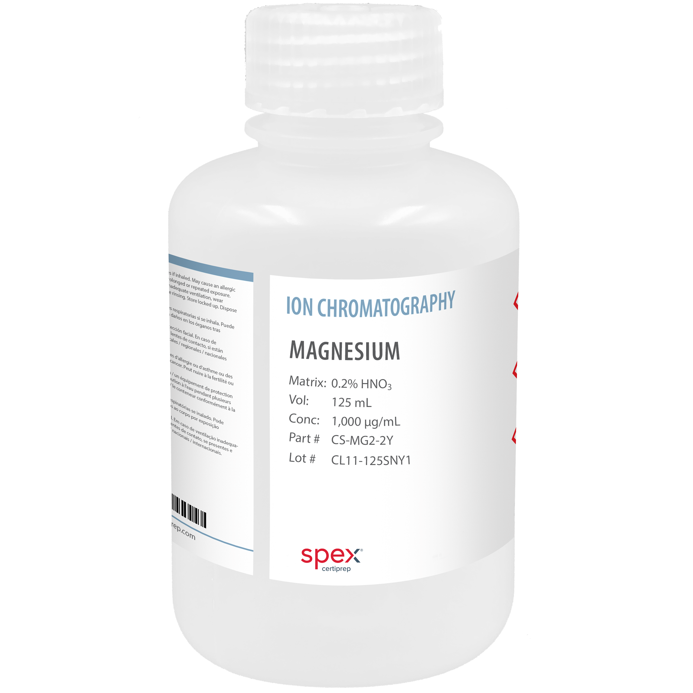 Magnesium Mg2+ Single-Element Ion Cation Standard CS-MG2-2Y SPEX #1100