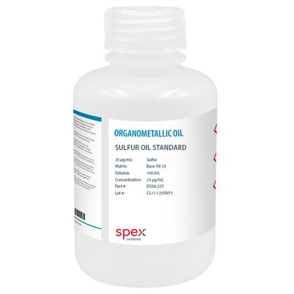 Photo of the Sulfur Oil Standard for Diesel Fuel Analysis, 25 µg/g (100 mL) SPEX bottle