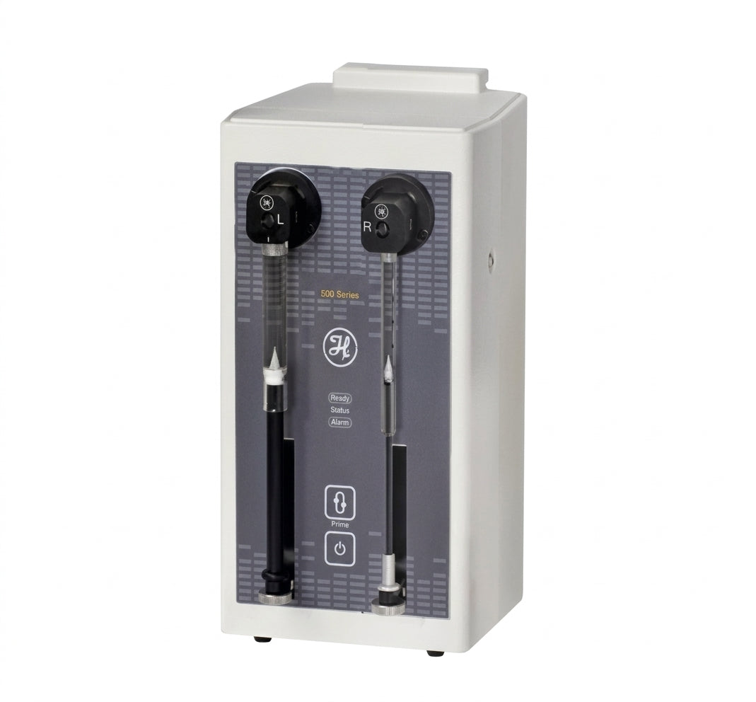 Photo of an auto Titration Injector (front face, black and white) HORIBA