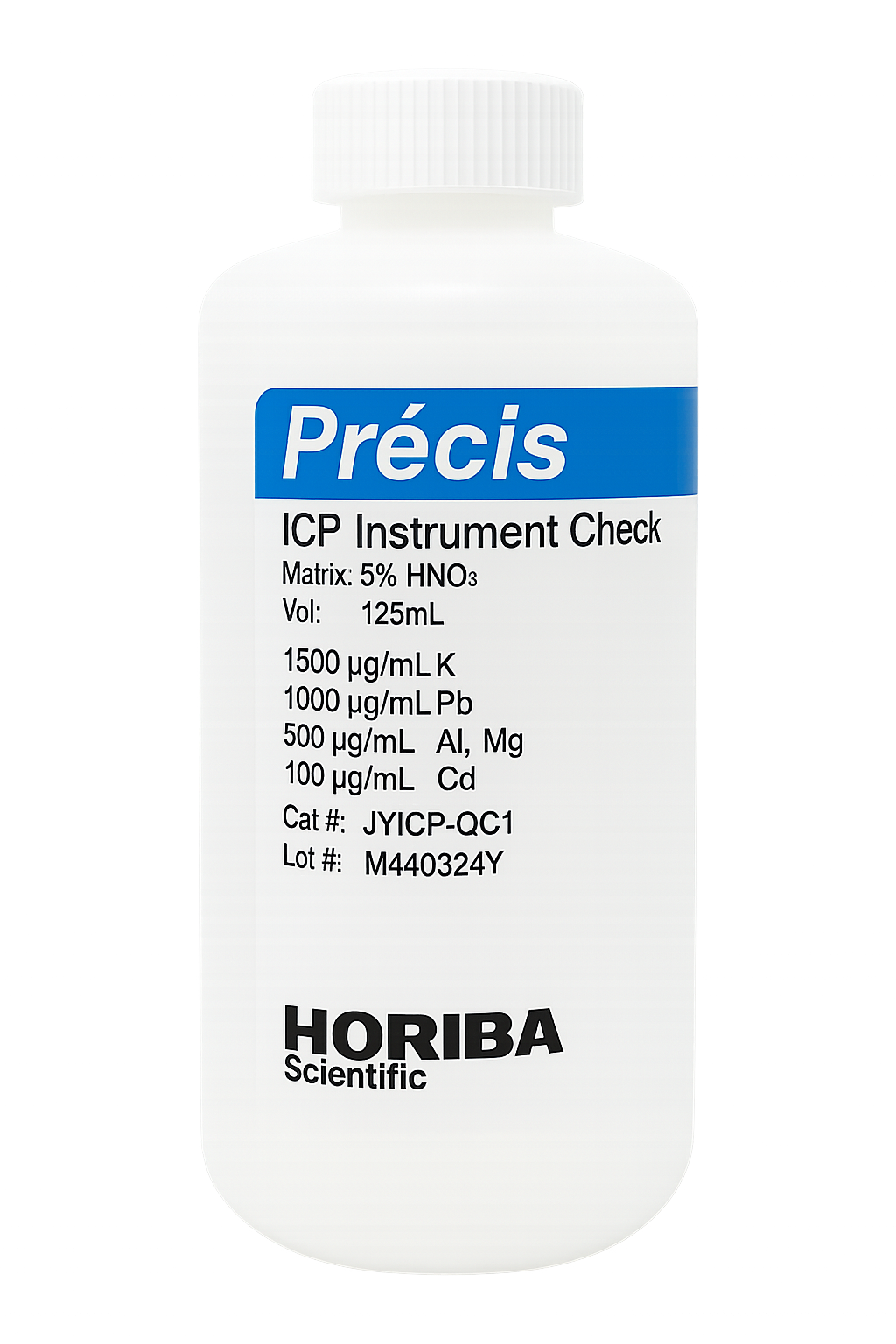 Photo of a JYICP-QC1 bottle Précis HORIBA