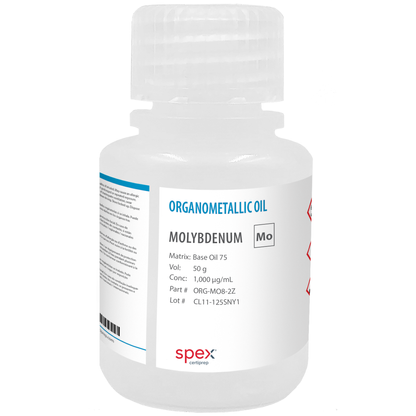 Photo of the Molybdenum 1,000 µg/mL (1,000 ppm) (50 g) SPEX bottle