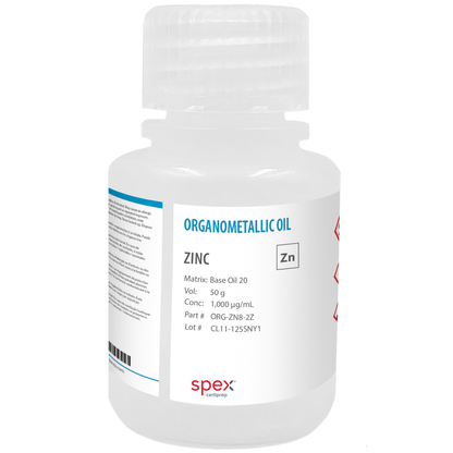Photo of the Zinc 1,000 µg/mL (1,000 ppm) (50 g) SPEX bottle
