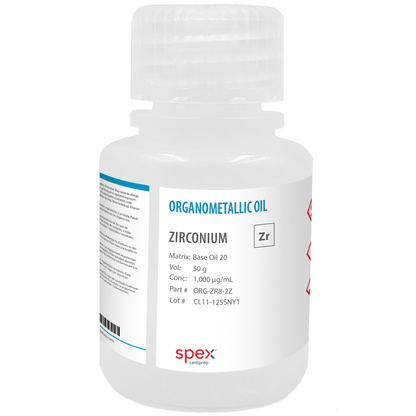 Photo of the Zirconium 1,000 µg/mL (1,000 ppm) (50 g) ORG-ZR8-2Z SPEX bottle