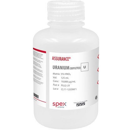 Photo of the Uranium (Depleted), 10,000 µg/mL SPEX bottle 125mL