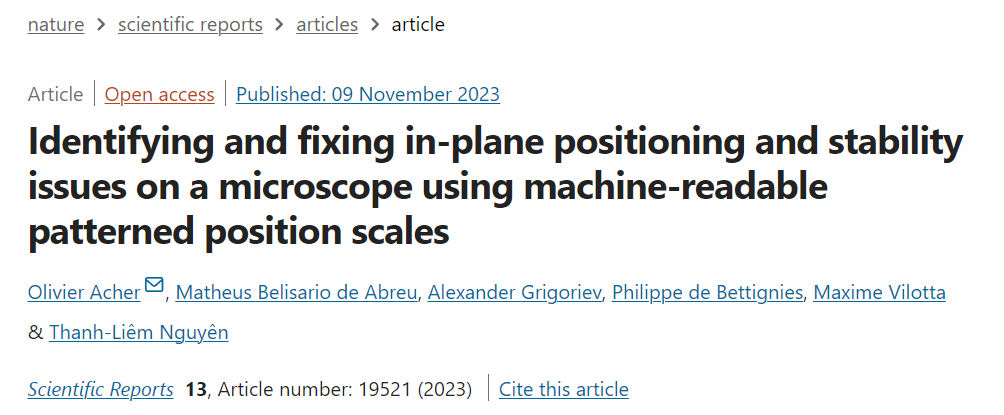 Scientific reports Identifying and fixing in-plane positioning and stability issues on a microscope using machine-readable patterned position scale HORIBA 