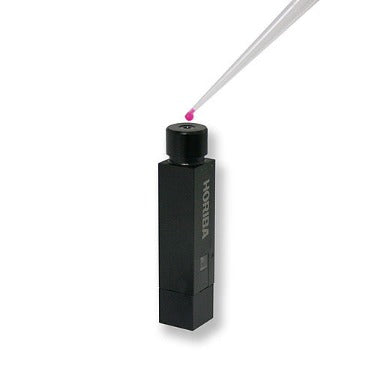 Photo of the Microsense microliter fluorescence sample volume accessory HORIBA